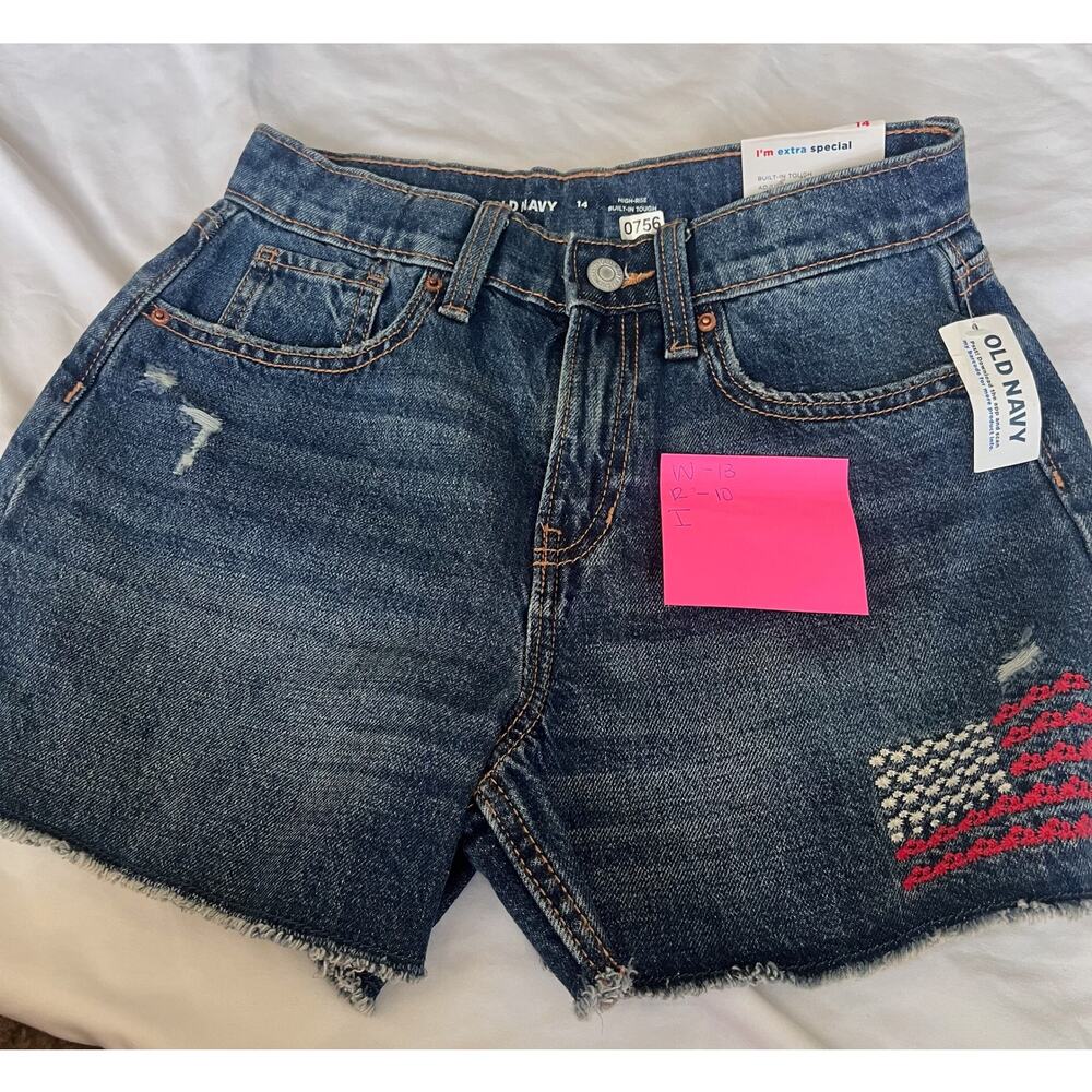 NWT Old Navy sz 14 big girls high rise built in tough cut off shorts 0756